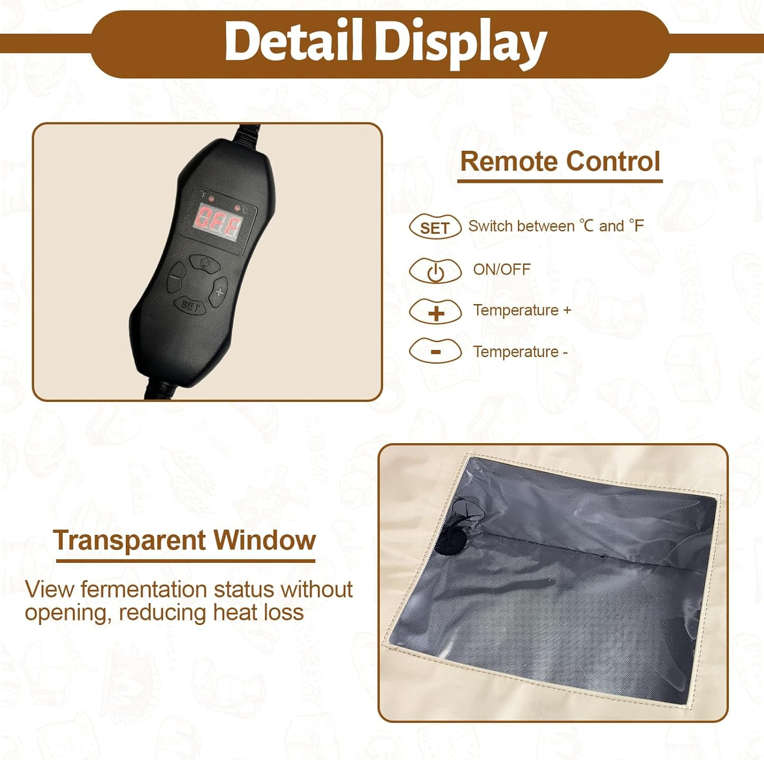 Dough Bread Proofing Box, Handbanary Dough Proofer with NTC Sensor Temperature & Timer Controller, Foldable Zippered Bread Proofer for Dough, Yogurt, Rice Wine Fermentation image number 2