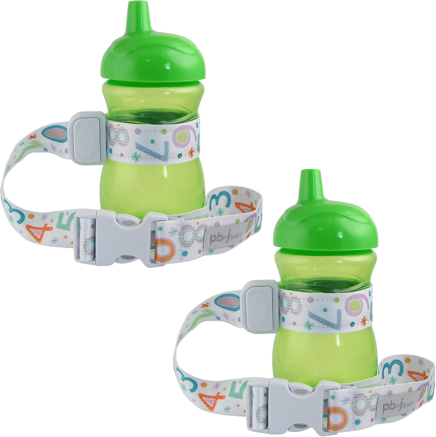 Pbnj Baby Sippypal Sippy Cup Holder Strap Leash Tether (Blk/White Dot 2-Pack)