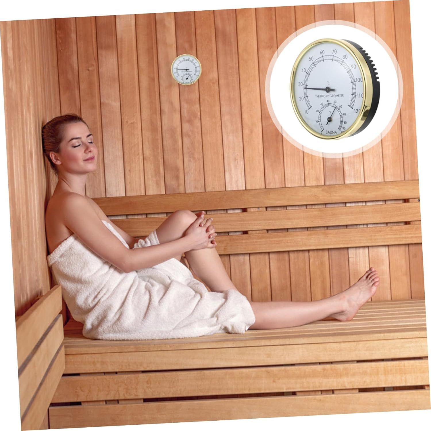 Mipcase Hygrothermograph Sauna Thermometer Hygrometer Wall-Mounted Practical Temperature Humidity Meter for Sauna Room Accessories image number 5