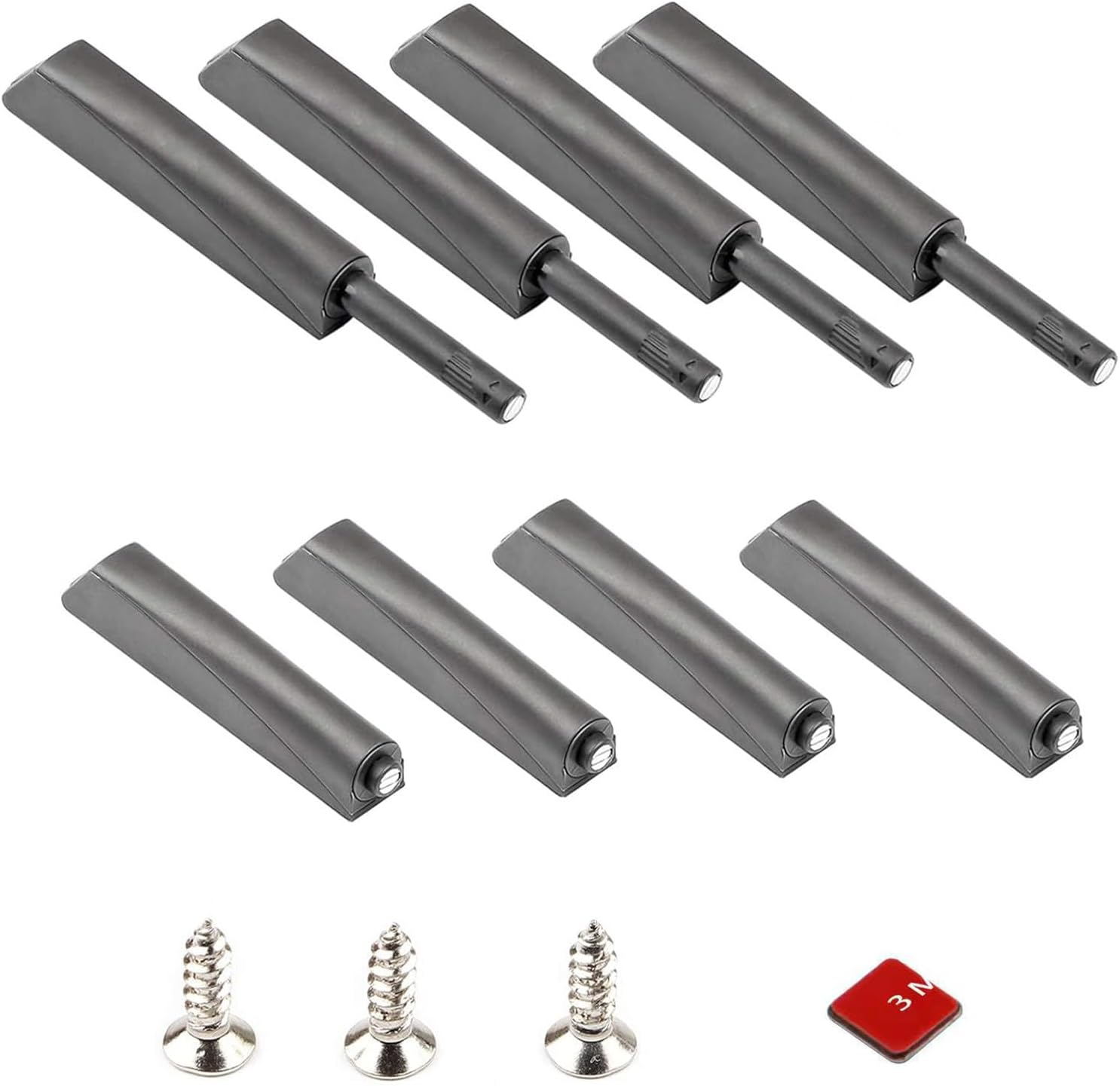 4Pcs Magnetic Push Latches for Cabinet Door, Cabinet Magnetic Latch with 2 Installation Methods, Magnetic Touch Latches for Closet, Cupboard, Wine, Cabinet, Drawer Sliding Door - Black