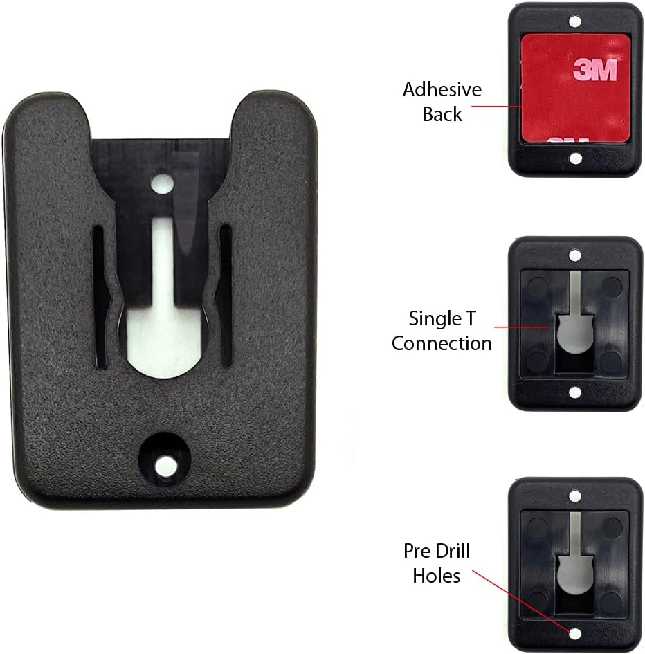 Lycogear Universal Ham CB Radio Microphone Mic Hanger Holder Mount with Adhesive Back, Pre Drill Holes & Single T Tab Connection, KLP-X2 image number 1