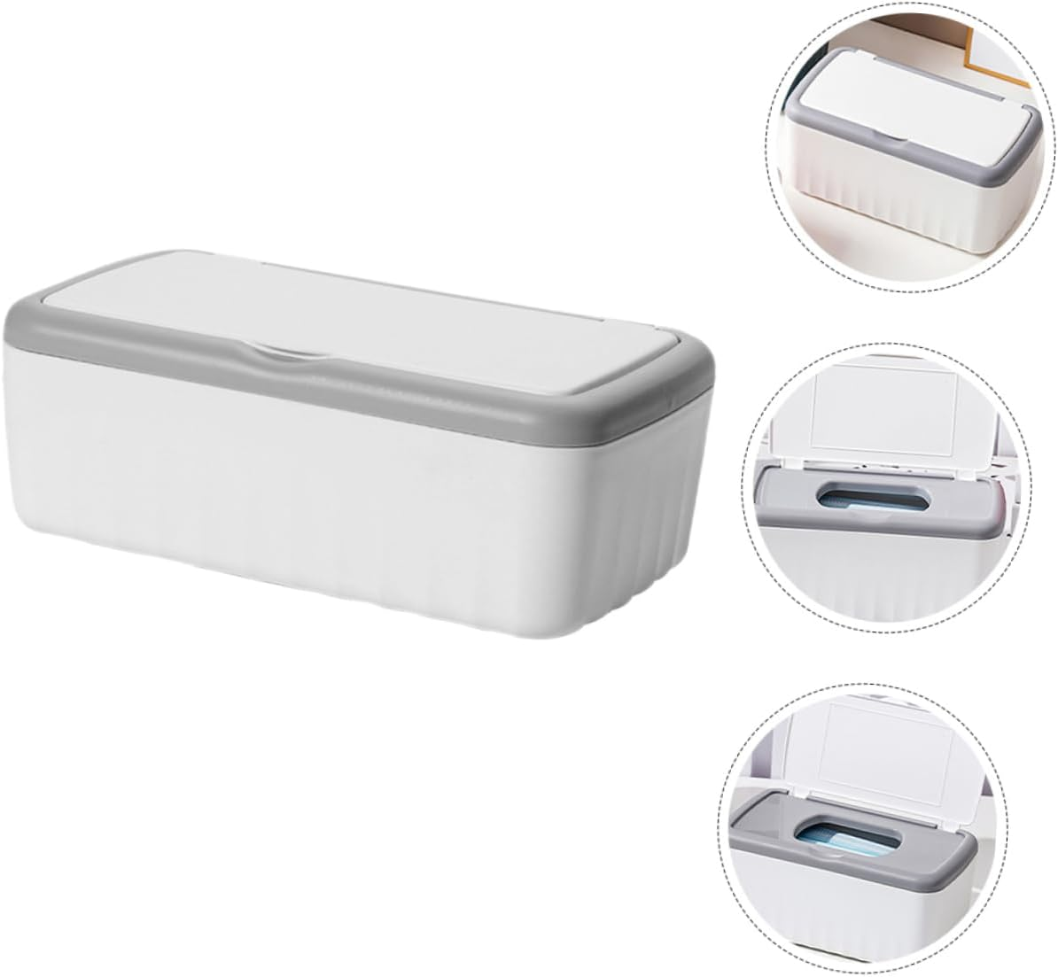 Amosfun Multifunctional Tissue Dispenser and Baby Wipe Box Large Capacity Plastic Rectangular Wipes Container Lid Sealed Dustproof for Bathroom and Desktop Storage image number 6