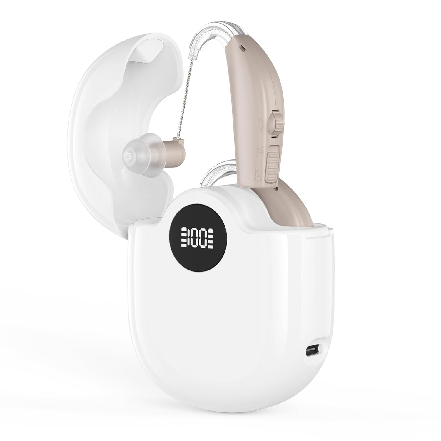 Hearing Aids, Digital Hearing Aids for Seniors with Noise Cancelling, Rechargeable Hearing Amplifier with Volume Control, Hearing Assist Hearing Loss Devices with Charging Case (Beige) image number 3
