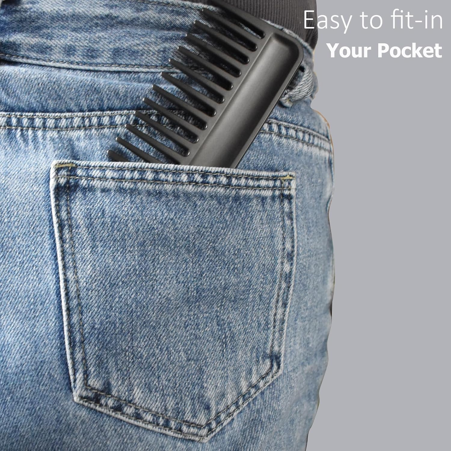 Professional Hair Comb, Streaker Texture Pocket Size Detangling Combs for All Hair Types, Women, Men, Kids, Home, Office, Car, Travel, Handbag, Gym Bag (Black, 1) image number 1