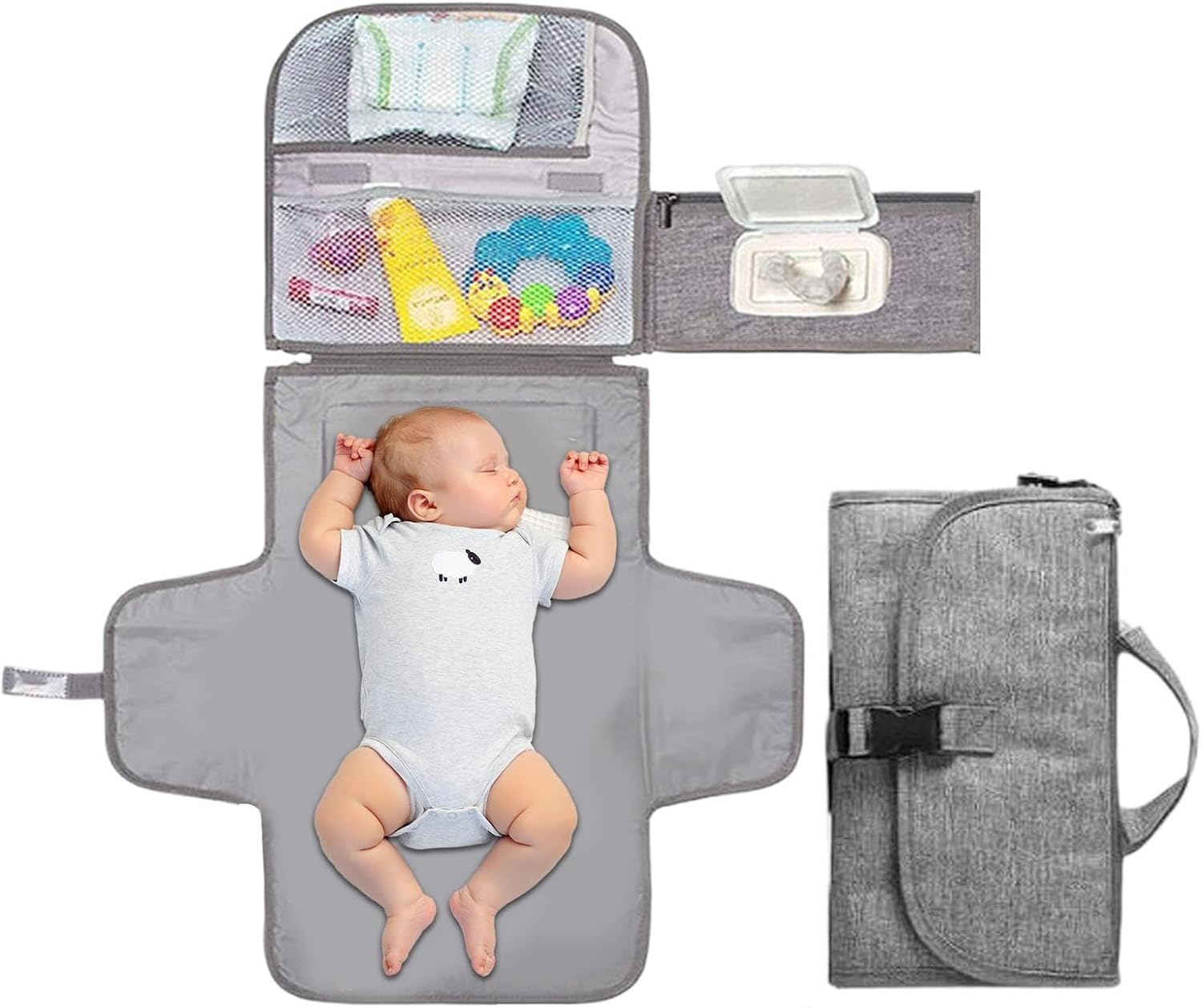 Portable Diaper Changing Station,Multiple Pockets Design Diaper Changing Pad - Reusable Compact Changing Station, Waterproof Changing Pad for Girls and Boys image number 5