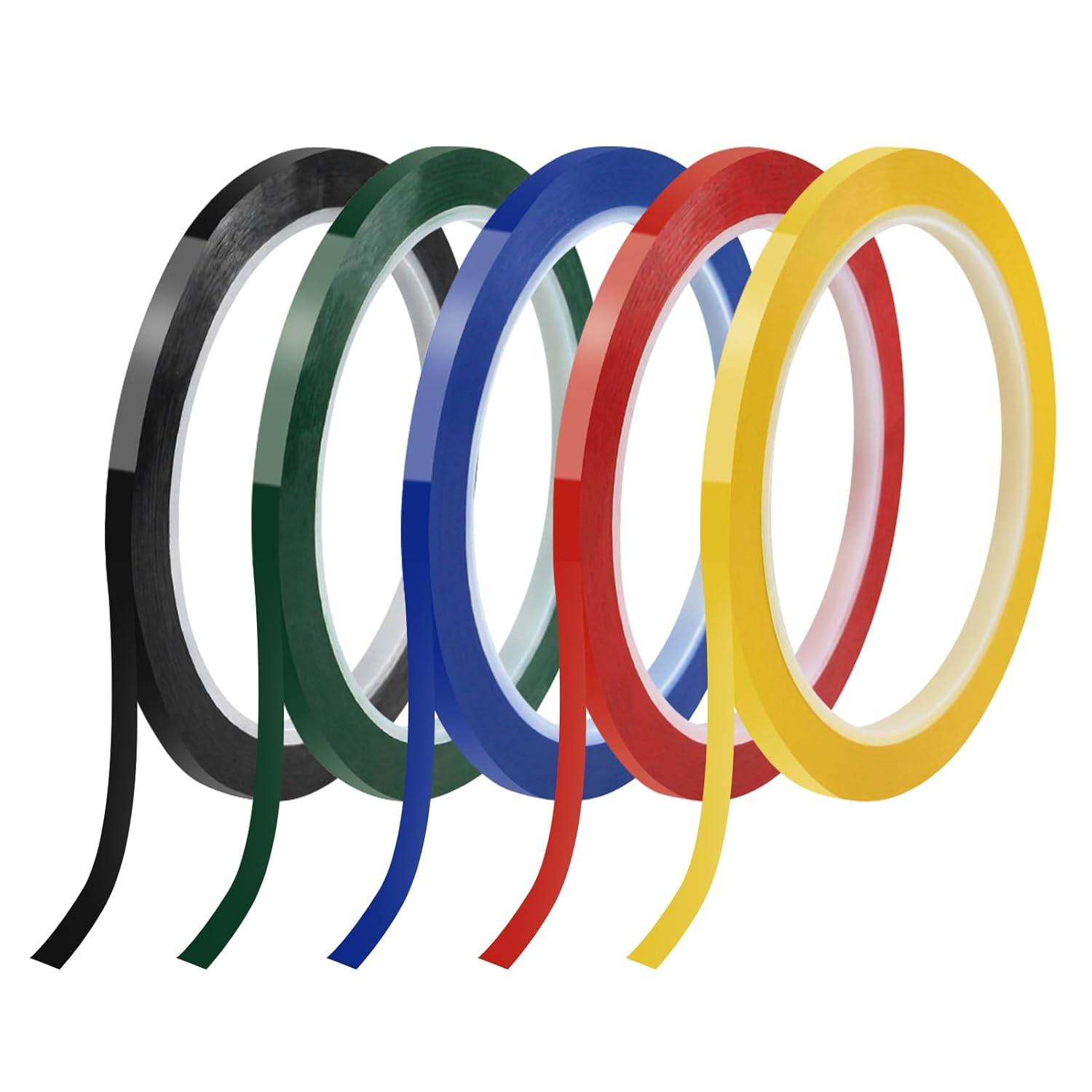 5 Rolls Colored Masking Tape,Self-Adhesive Grid Marking Tapes for Art Board Outdoor, Whiteboard (3Mm X 66M/Roll) image number 5