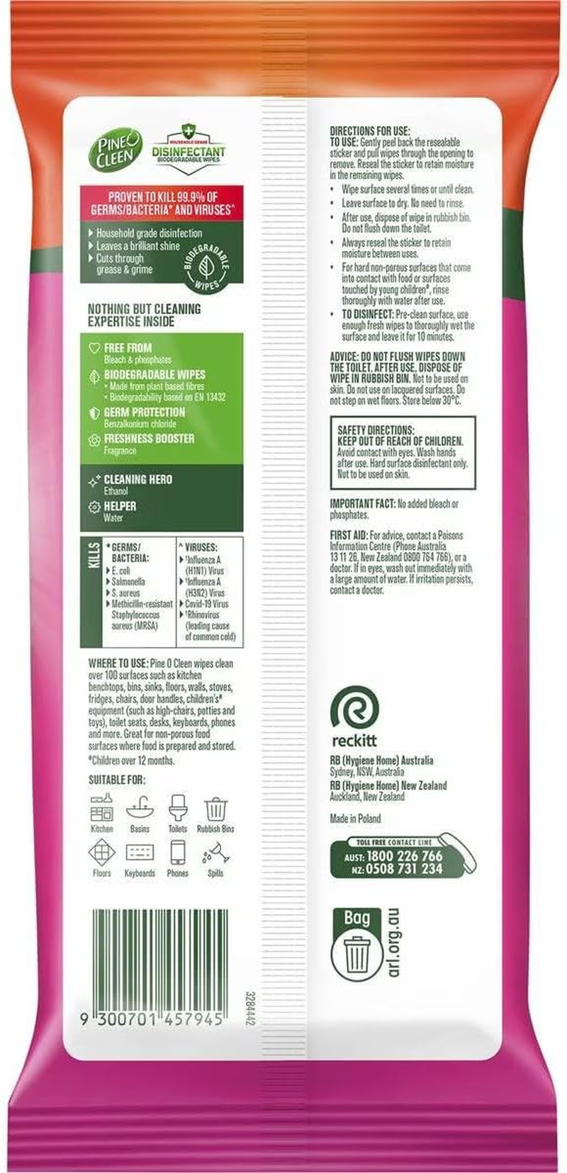 Pine O Cleen Tropical Wipes 110-Pieces image number 1