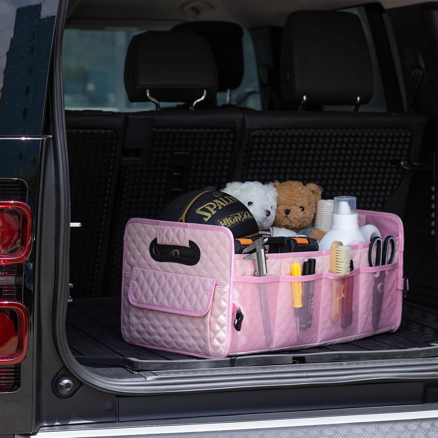 Jiatua Car Trunk Organizer for SUV, Car Storage Organizer Collapsible Multi Compartment Container Box, Adjustable Car Accessories for Women/Men, Pink image number 7
