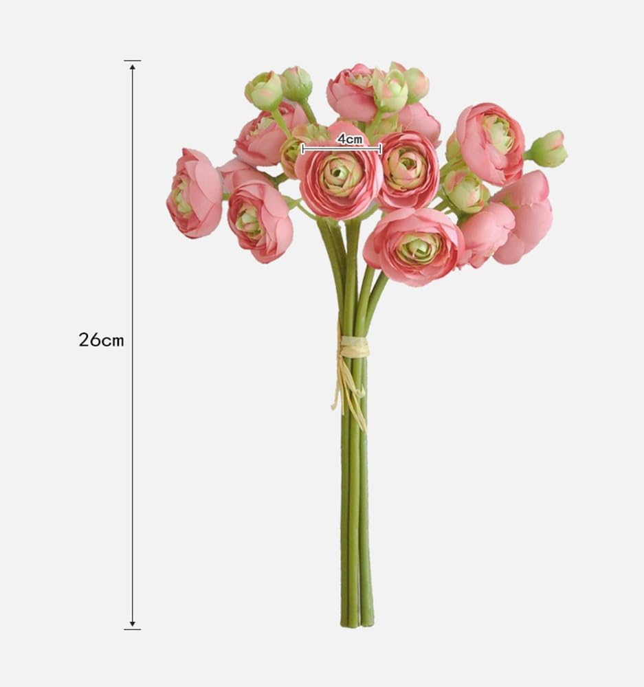 AU021-2 Pale Pink Artificial Water Lily Bouquet, 1 Pcs Fake Silk Flower Family Office Store Hotel Wedding Display Cabinet Bouquet Ideal Decoration, 10.2"(26Cm) - Dark Pink image number 6
