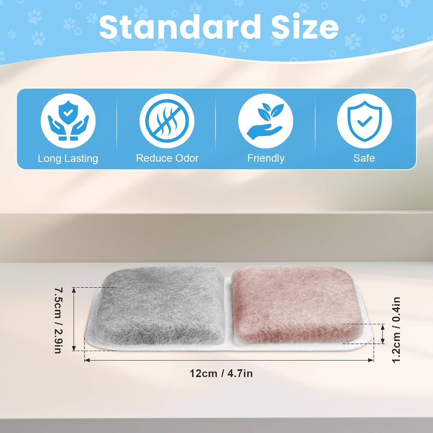 10 Pack Filter Replacement for Catit Litter Boxes Jumbo/Regular/Catit Smartsift Litter Box, Dual Action Air Purifier Pads to Absorb and Fresh Litter Box Odors image number 1