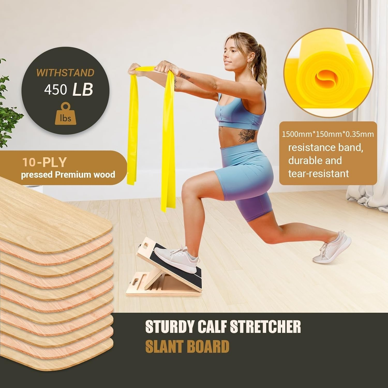 3Rd Gen Adjustable Slant Board for Calf Stretching & Squat Wedge &ndash; Non-Slip Physical Therapy Equipment, Portable Rehab Stretching Board for Flexibility, Recovery & Strength Training image number 1