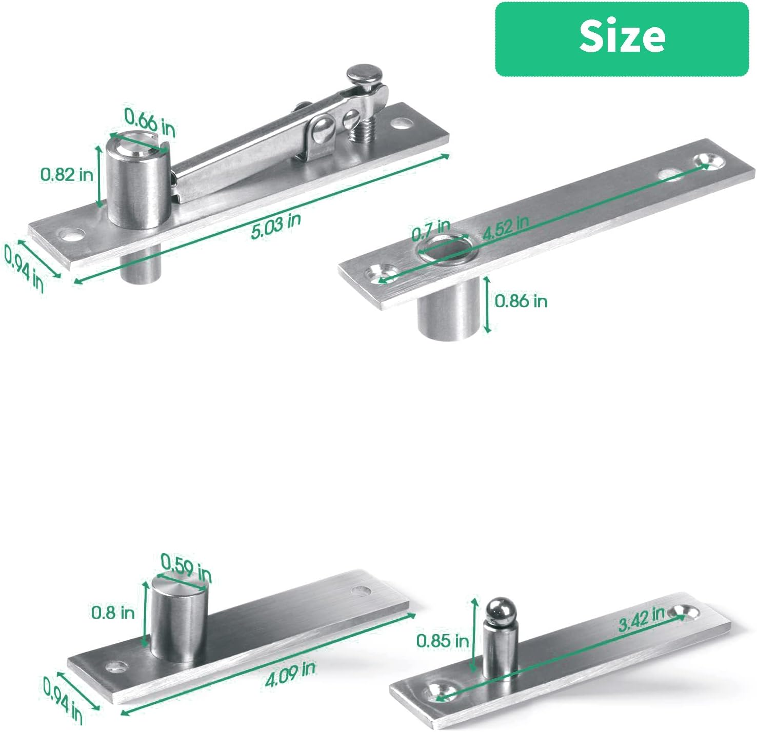 WYJREES Door Pivot Hinges, Heavy Duty Pivot Hinge with 360 Degree Rotation for Wood Door, Stainless Steel Invisible Pivot Door Hardware for Bookshelf, Rotary Center Hung Pivot Hinges for Secret Door image number 1