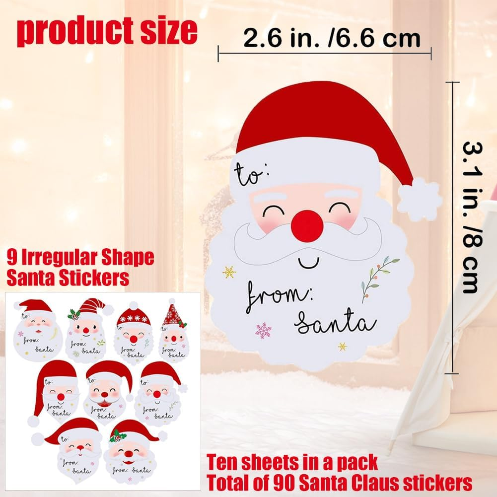 90 Pieces from Santa Tag Stickers Christmas Gift Name Labels for Holiday Festive Gift Wrapping Party Favors image number 3