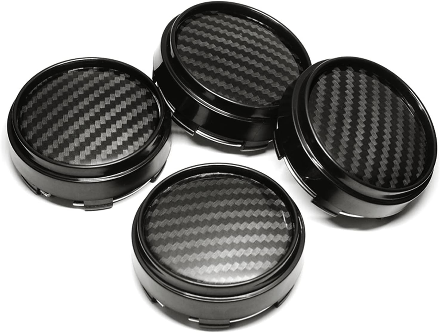 Thua Store 4Pcs/Lot 66Mm(62Mm Pin) Black 3D Carbon Fiber Car Wheel Center Caps Tyre Rim Hub Cap Cover Car Hub Caps