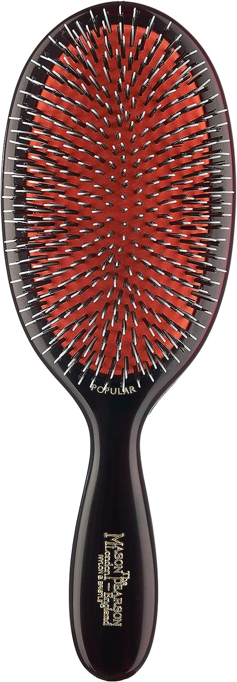 Mason Pearson Large Popular Bristle & Nylon Brush - # BN1 Dark Ruby by Mason Pearson for Unisex - 2 Pc Hair Brush & Cleaning Brush, 2 Count image number 1