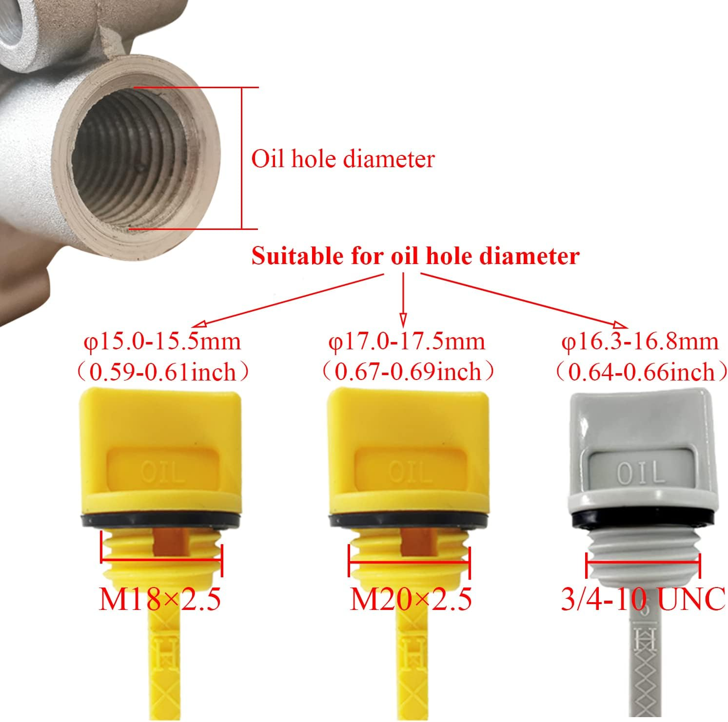WOTIAN Oil Filler Cap and Oil Dipstick 3Pcs for Champion or Firman 163Cc 200Cc 212Cc 225Cc Engine Generator Lawnmower (The Thread Specification Is M20&times;2.5) image number 4