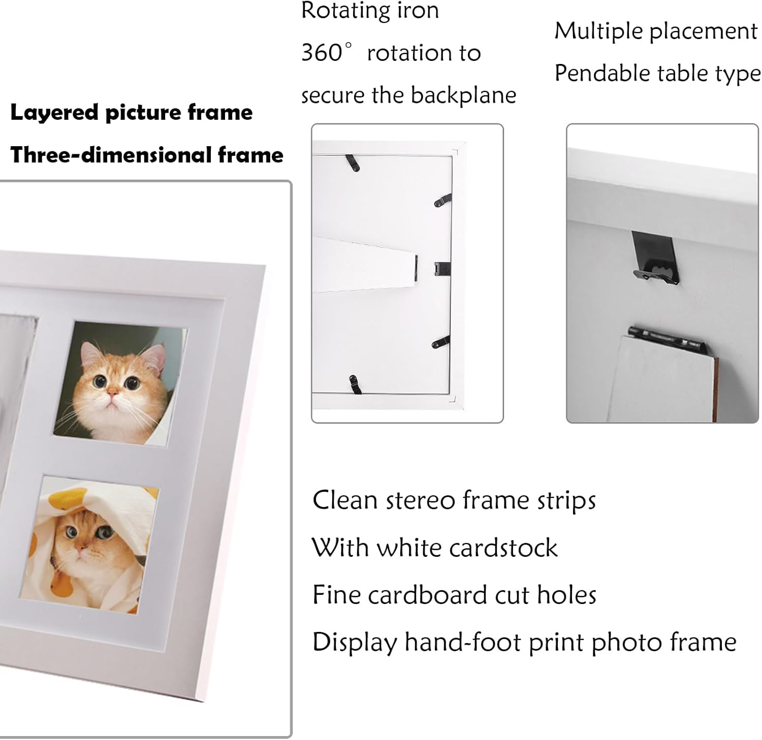 Baby Footprint Kit, Baby Handprint Kit, Newborn Baby Handprint Footprint Souvenir Frame, Personalized Baby Picture Frame Printing Kit - Baby Handprint Kit, New Mom Gift (White) image number 1