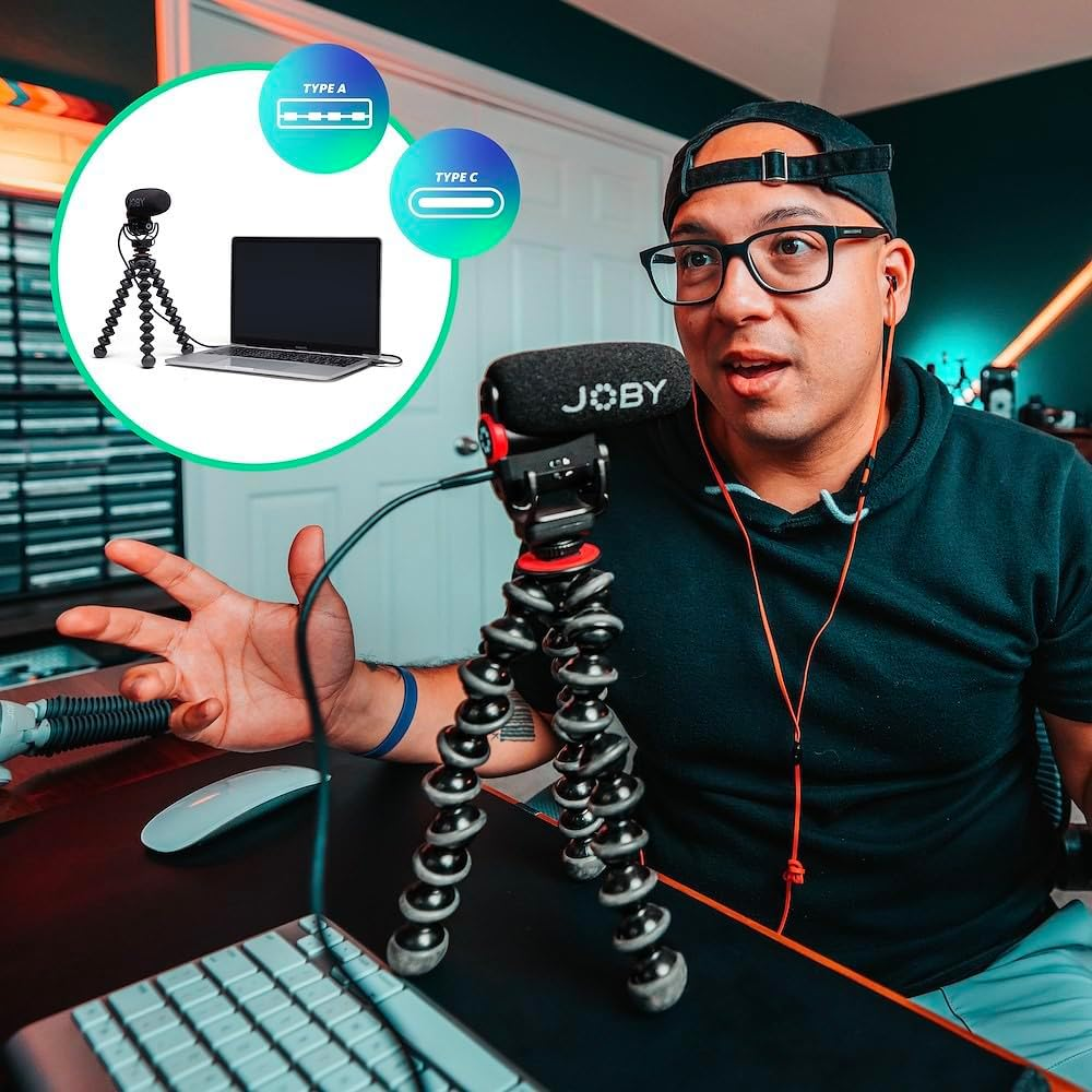 JOBY Wavo Plus, On-Camera Vlogging Microphone, Super Cardioid Microphone with Live Audio Monitoring, High-Pass Filter, Auto-Power Mode, LED Battery Level, Microphone for Compact Cameras