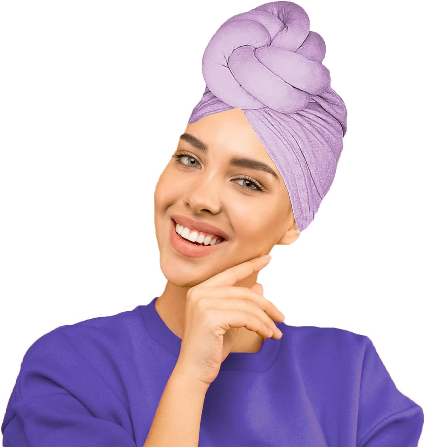 LVBGQVL Women Turbans and Head Wraps, Women African Turban Flower Knot Pre-Tied Bonnet Beanie Cap Headwrap - Black image number 5