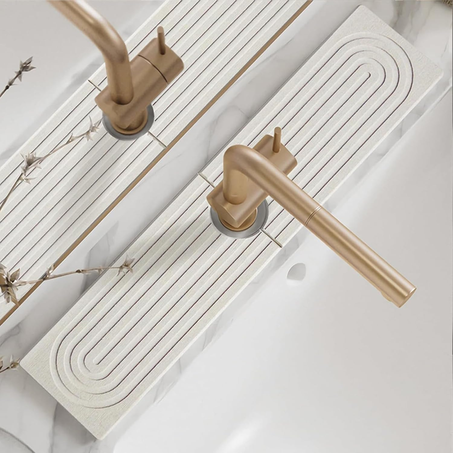 Sink Splash Guard Kitchen Sink Mat - 24 in Diatomite Stone Drying Mat，Water Absorbing Stone Tray for Sink，Stone Drying Mat Kitchen image number 4