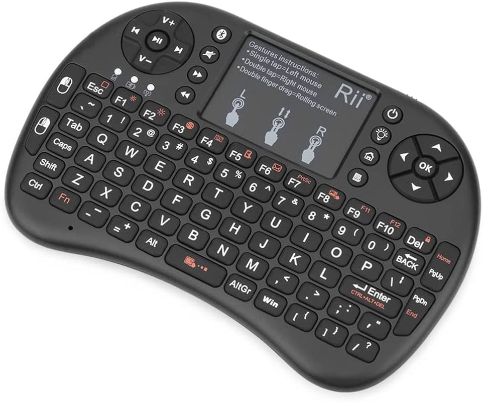Rii Mini Bluetooth Keyboard with Touchpad＆Qwerty Keyboard, Backlit Portable Wireless Keyboard for Smartphones/Laptop/Pc/Tablets/Windows/Mac/Tv/Xbox/Ps3/Raspberry Pi image number 1