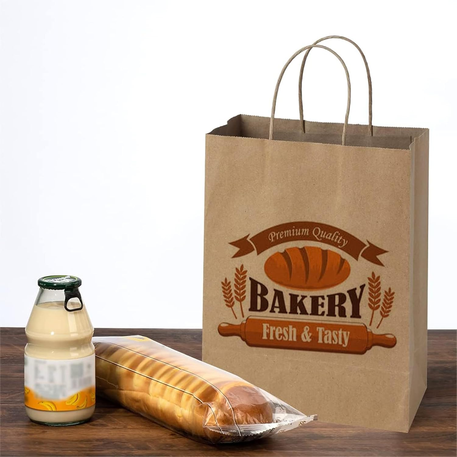 30 Pcs Kraft Paper Bags with Handles, 5.9X3.1X8.3 in Brown Gift Bags, for Business, Retail, Shopping, Party Favor image number 6