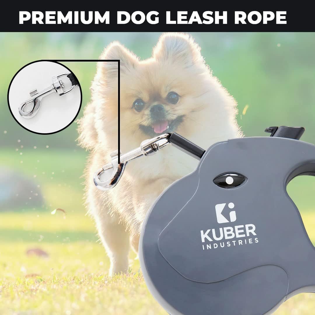 Kuber Industries Automatic Retractable Dog Leash with Anti-Slip Handle, One-Handed Brake- Grey image number 4