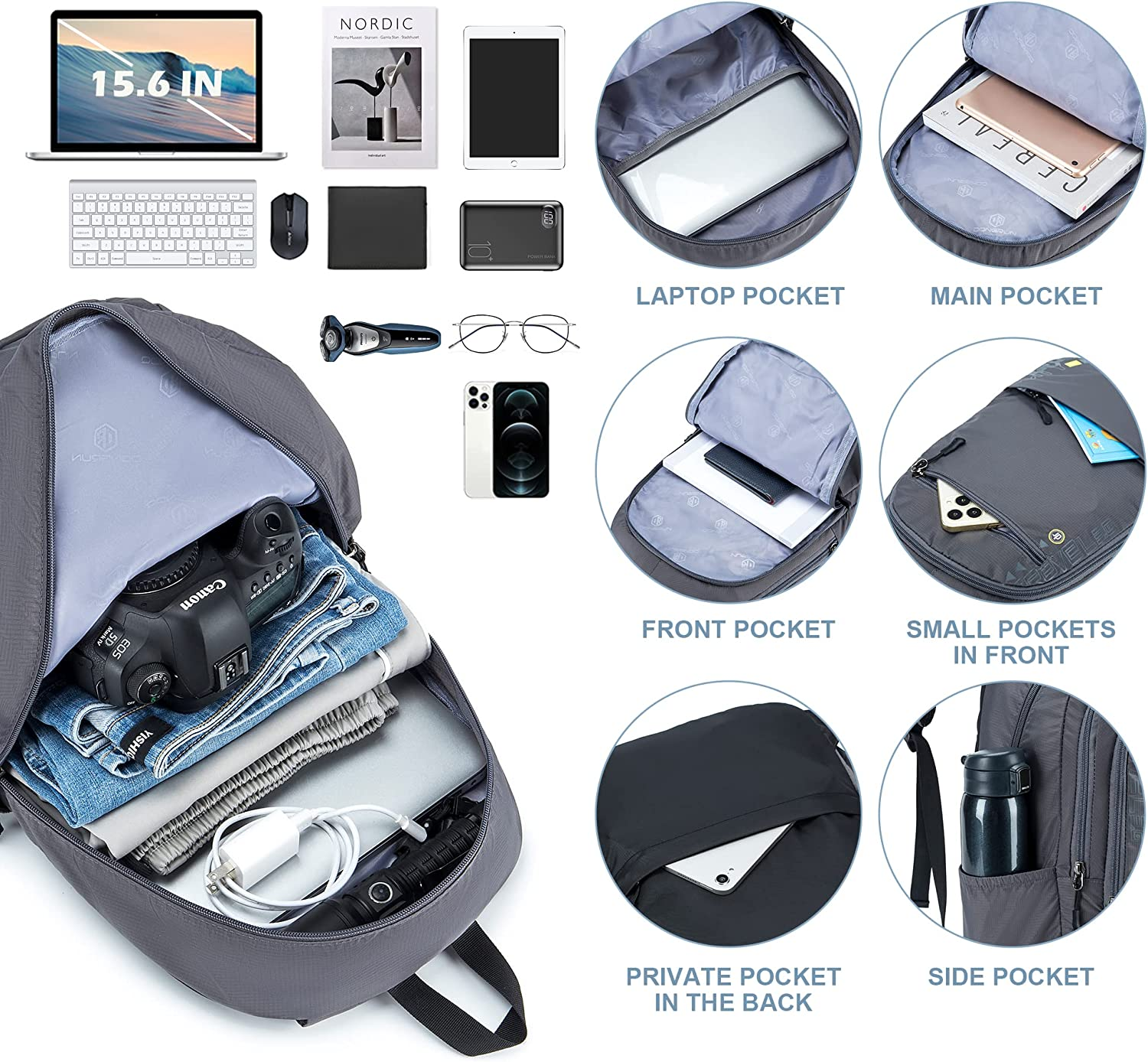 SPAHER Ryanair Cabin Bag 40X20X25 Hiking Backpack School Travel Backpack Mountaineering Bag Nylon Outdoor Waterproof Sport Trekking Camping Backpack Daypack Small Laptop Rucksack for All Persons - Deep Blue image number 7