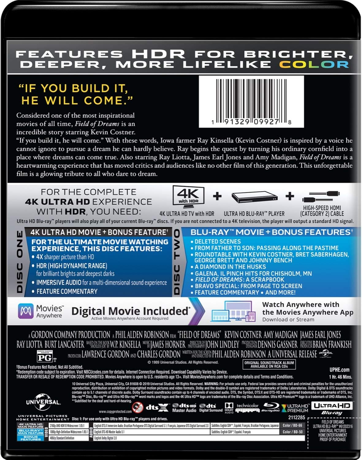 Field of Dreams (4K Ultra Hd/Blu-Ray/Digital/30Th Anniversary Edition)