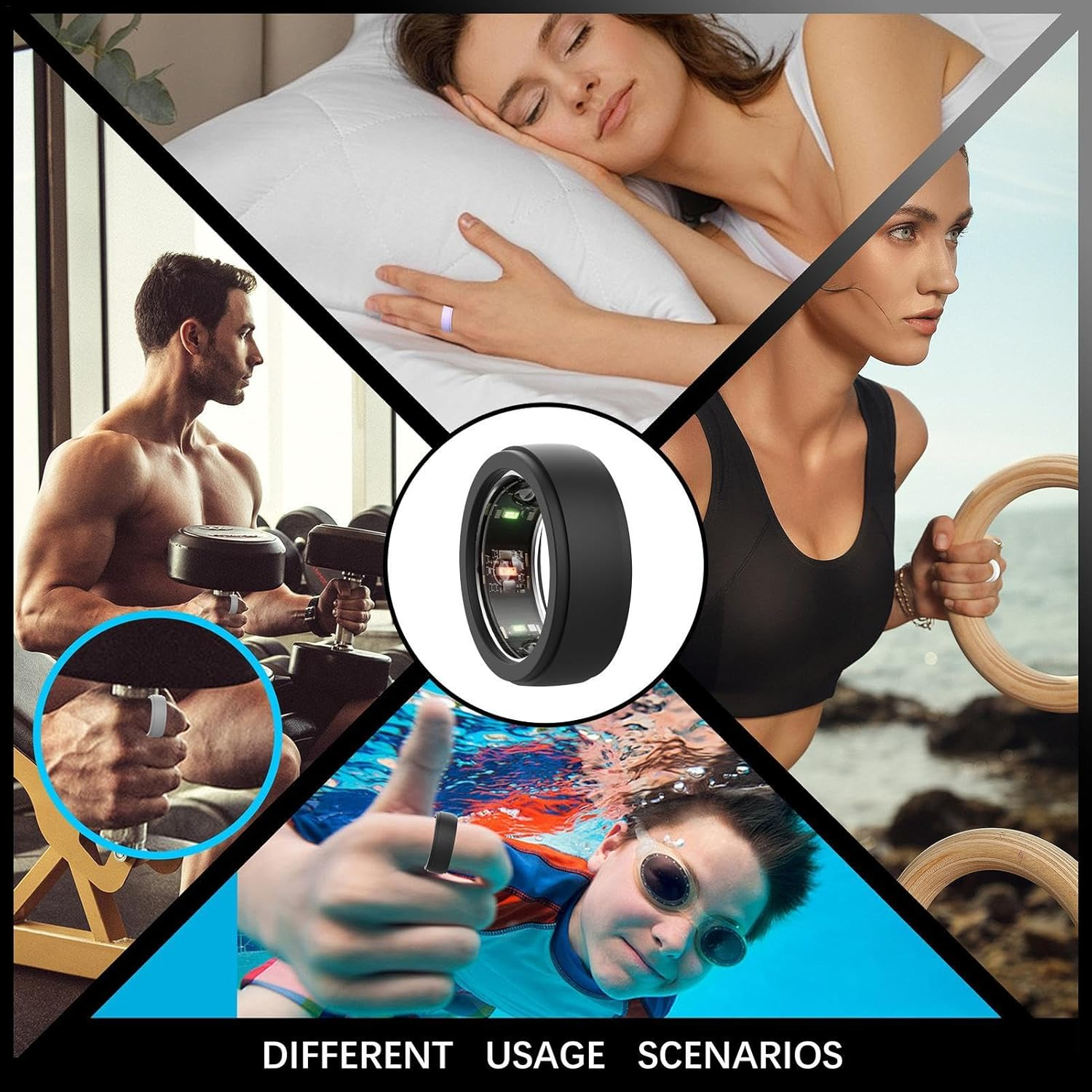 Silicone Case for Ouras Ring Gen 3 | Shockproof Smart Ring Fitness Tracker Protective Case | Anti-Scratch Smart Ring Accessories Cases for Ouras Ring Gen 3 - Black/M image number 2