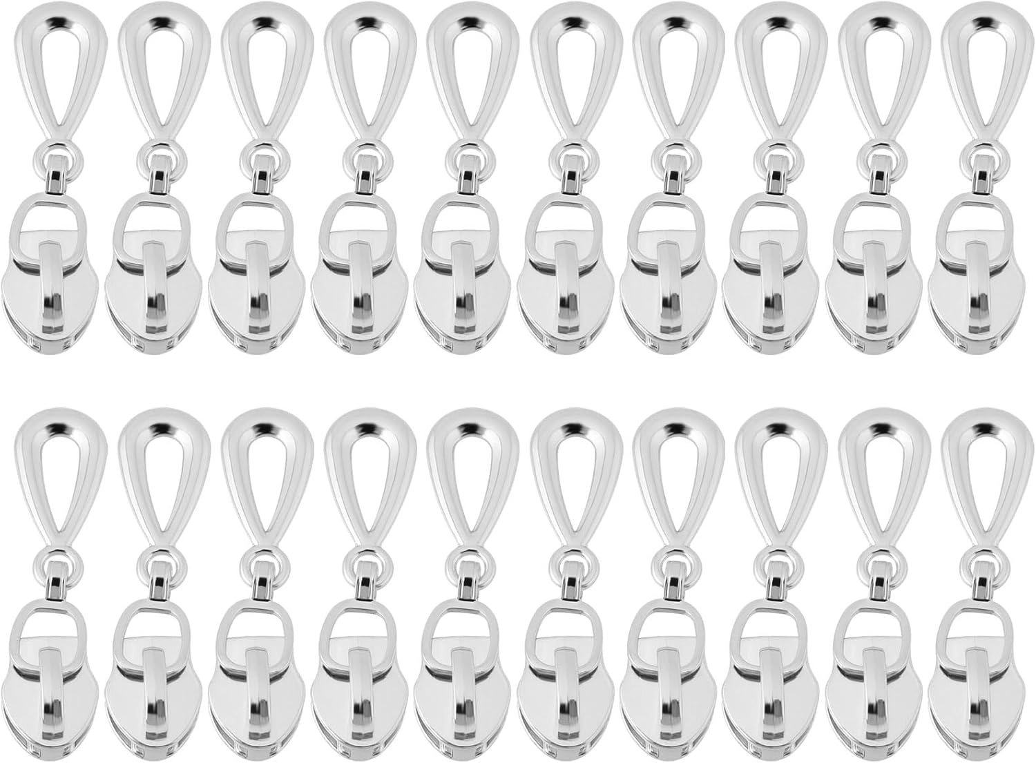 Create Idea 20Pcs No.5 Non Locking Zippers Sliders 6Mm Metal Teardrop Shape Zipper Puller 4Cm Slider for Nylon Coil Zippers for 6Mm Open Zipper Sliders