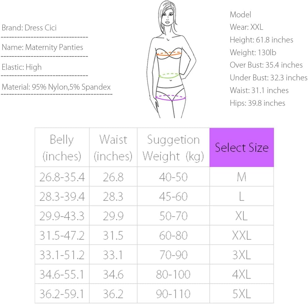 Dress Cici Maternity Underwear High Waist Cotton Briefs for Pregnant Women, 3 Pack image number 2