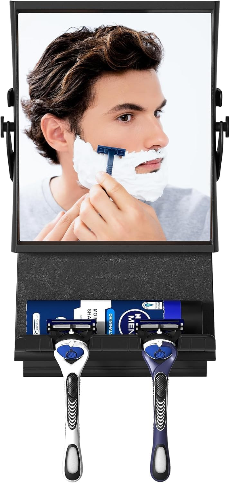 Tinyso Shower Mirror,Dual-Sided 1X/3X Magnification, Anti-Fog Bath Mirror,Bigger Reflective Surface & Thinner Frame,Rust-Proof,Shaving Glass