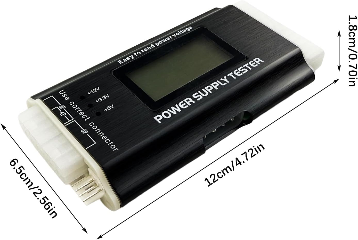 Computer PC Power Supply Tester, 20 24 4 6 8 Pin PC Power Supply Maintenance Tester Tool with LCD Display and Buzzer for ATX ITX BTX PCI E SATA HDD image number 5