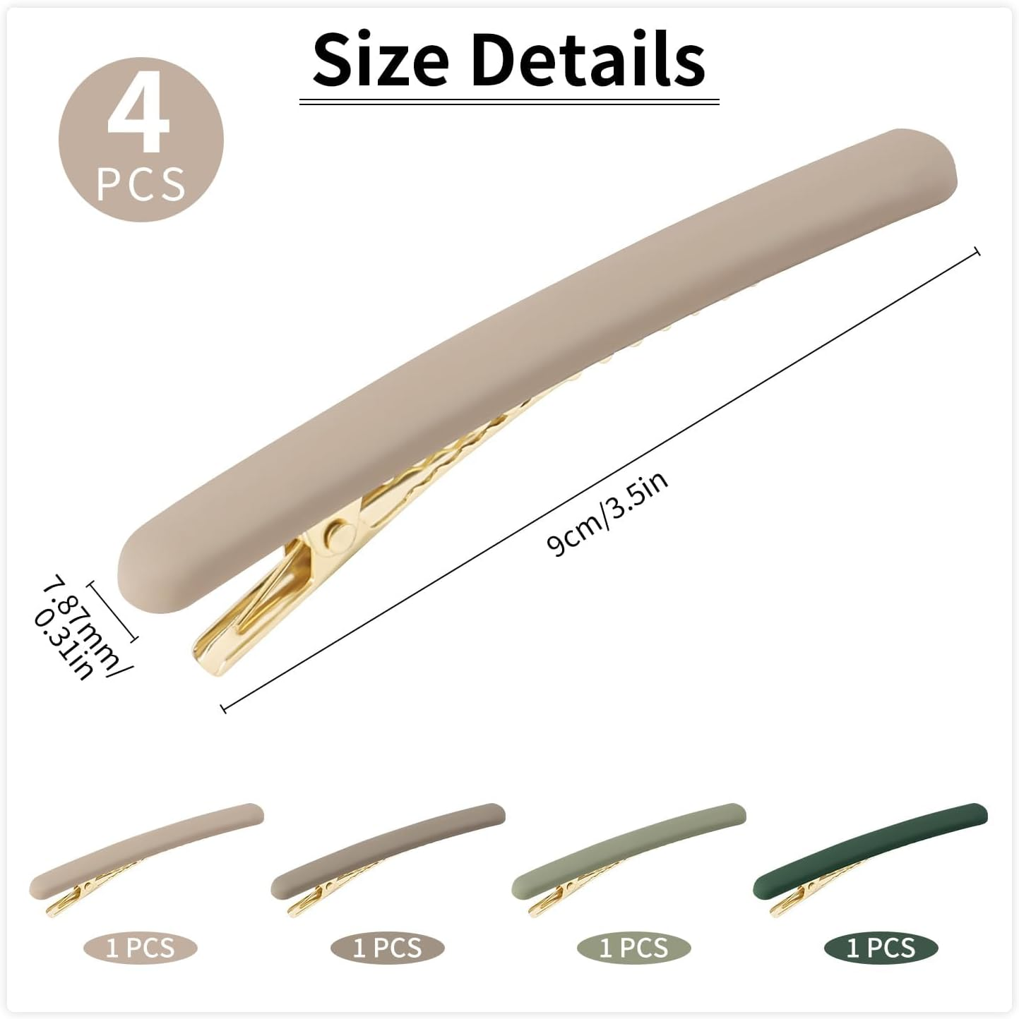 4Pcs Duck Bill Hair Clips Matte Alligator Hair Clips 9Cm Duck Teeth Hair Barrette Hair Pins Medium Barrettes Hair Accessories for Women Girls Hair Decortions (4 Colors Green) image number 3