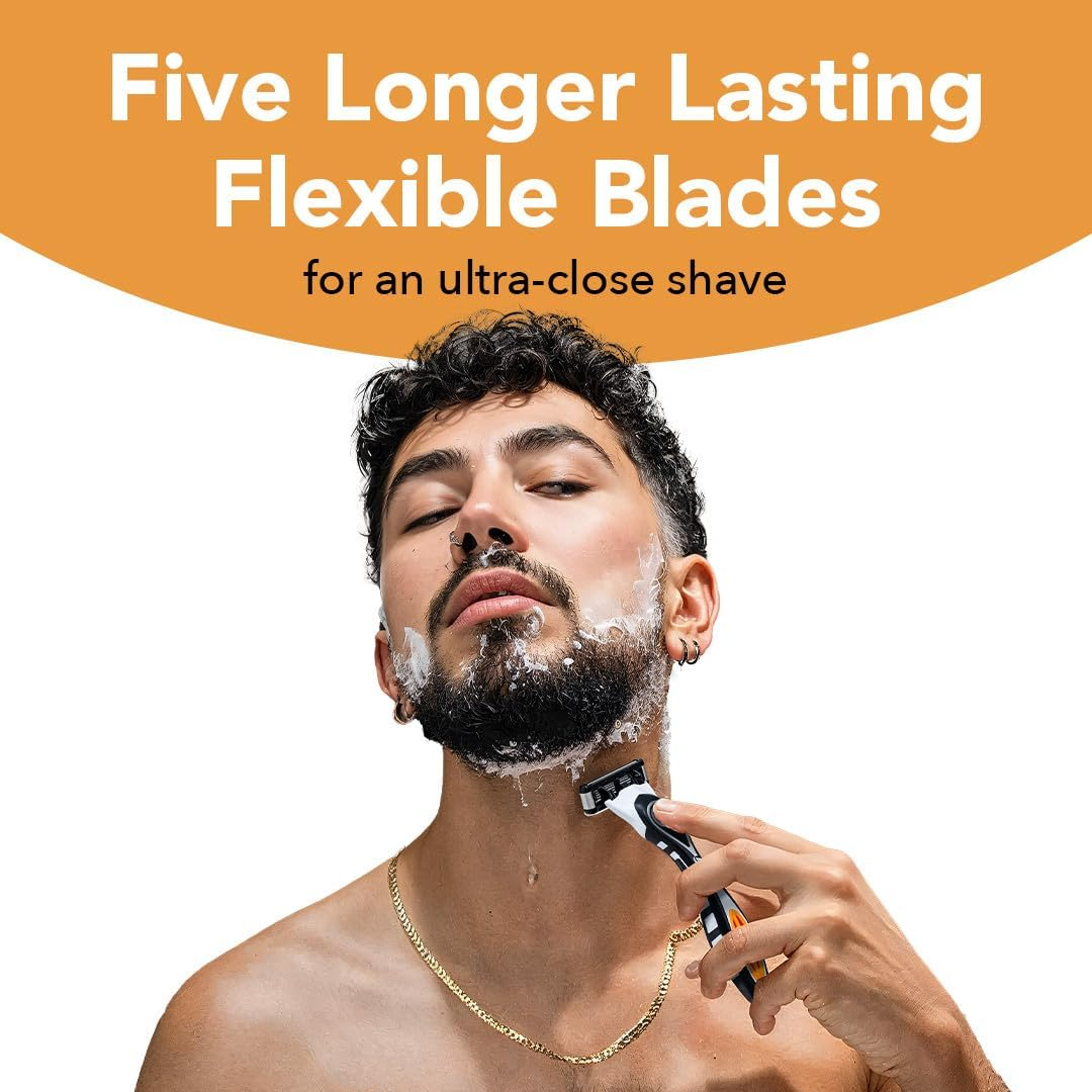 BIC Flex 5 Refillable Razors for Men, Long-Lasting 5 Blade Razors for a Smooth and Comfortable Shave, 1 Handle and 7 Cartridges, 8 Piece Shaving Kit image number 4