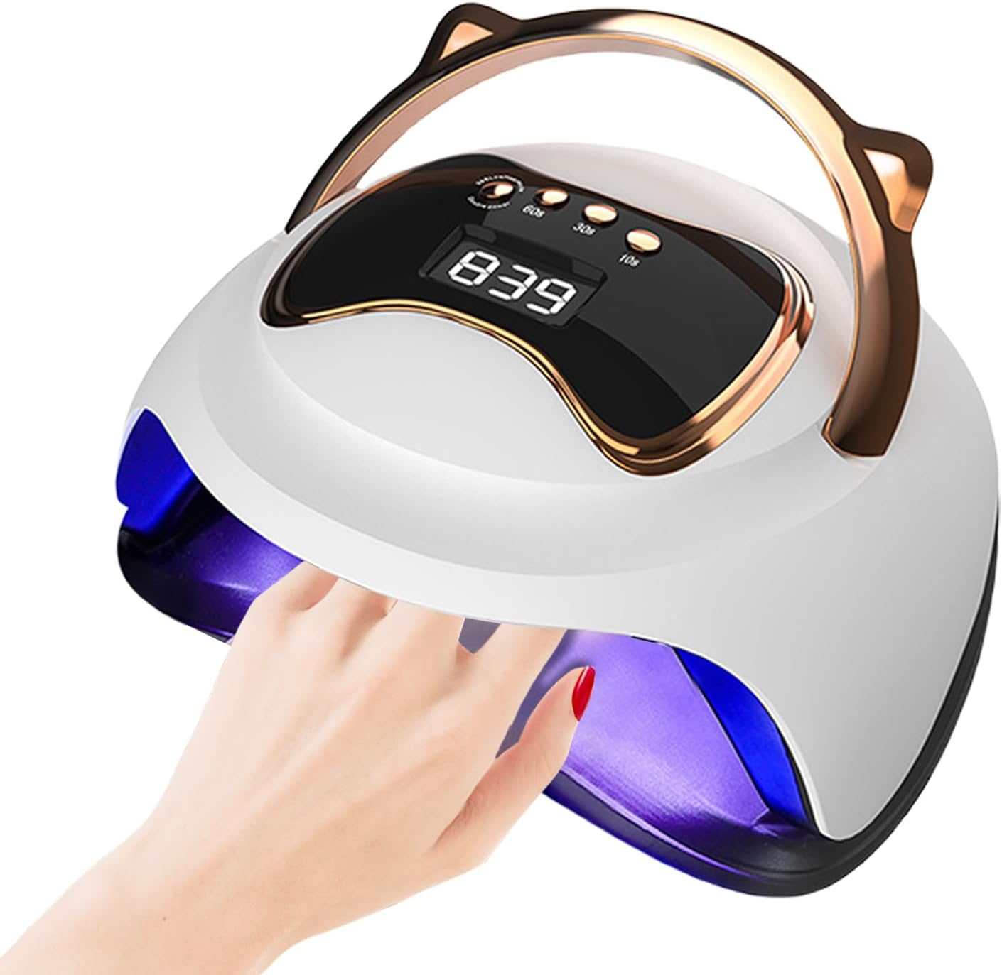 XIULIUU UV LED Nail Polish Lamp, 120W Portable UV/LED Nail Lamp with 3 Timers, Professional for Nail Art Tools Accessories White image number 5