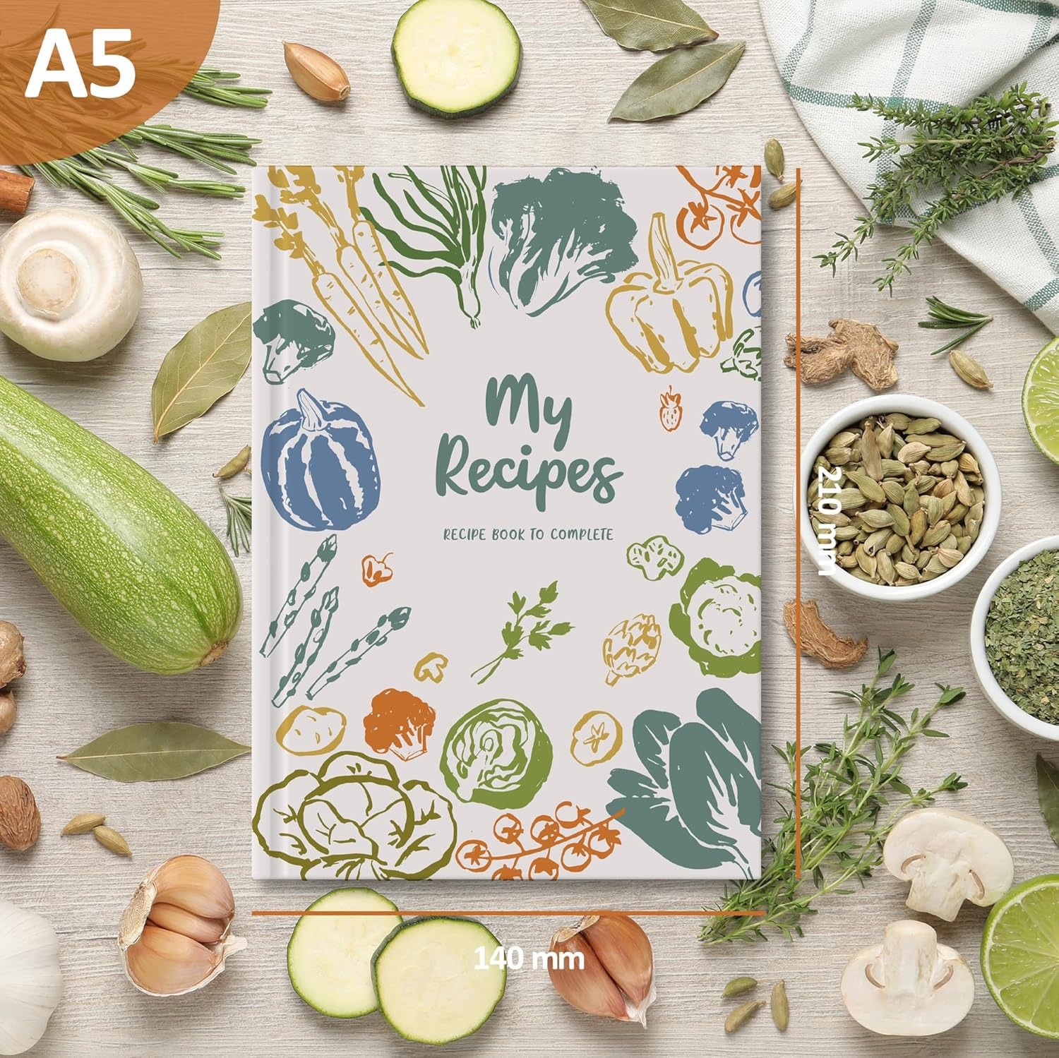 BIROYAL Blank Recipe Book Cookbook to Write in Your Own Recipes, Hardcover A5 Empty Recipe Journal for 100 Recipes, Personalized Recipe Notebook for Family Cooking Lover image number 5