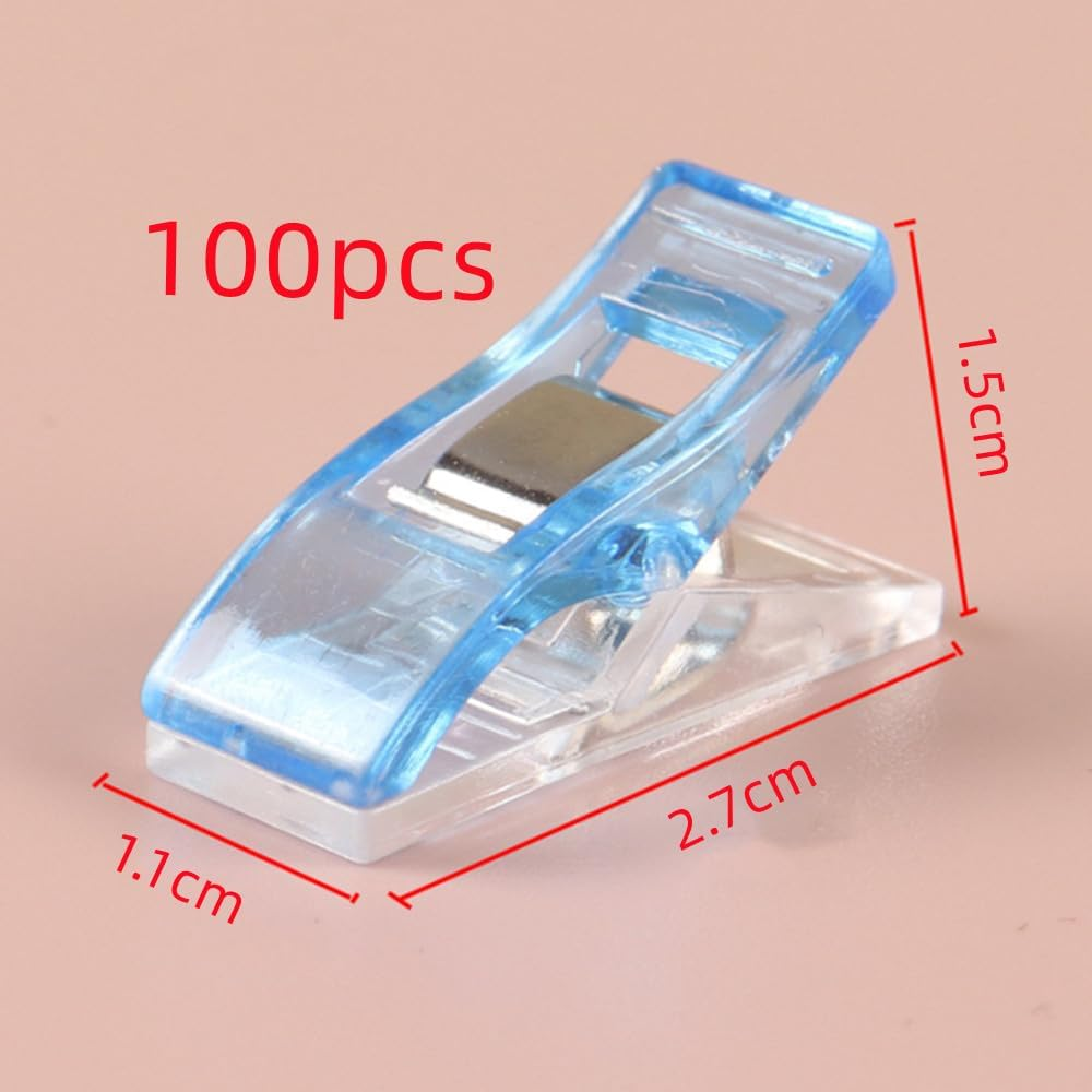 Sewing Clips,100 PCS Sewing Clips Multipurpose Plastic Quilting Clips for Quilting Crafting Wonder Clips, Quilting Accessories to Replace Sewing Pins Pinning and Marking(9 Colors) image number 1