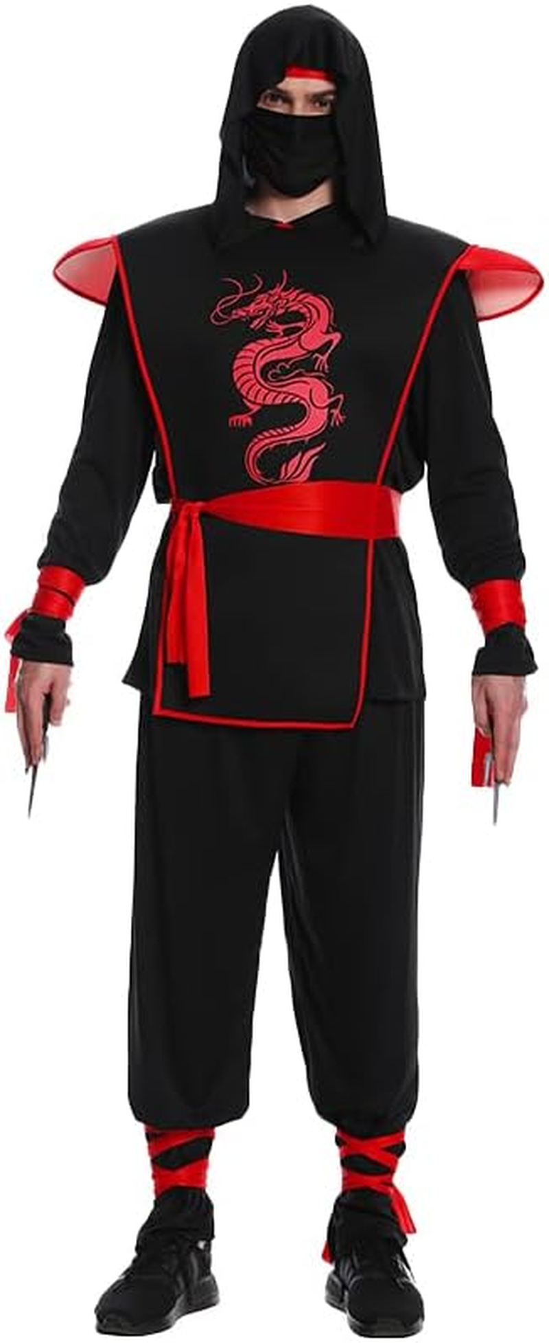 Men'S 5 Pc Dragon Ninja Outfit Halloween Cosplay Costume image number 4
