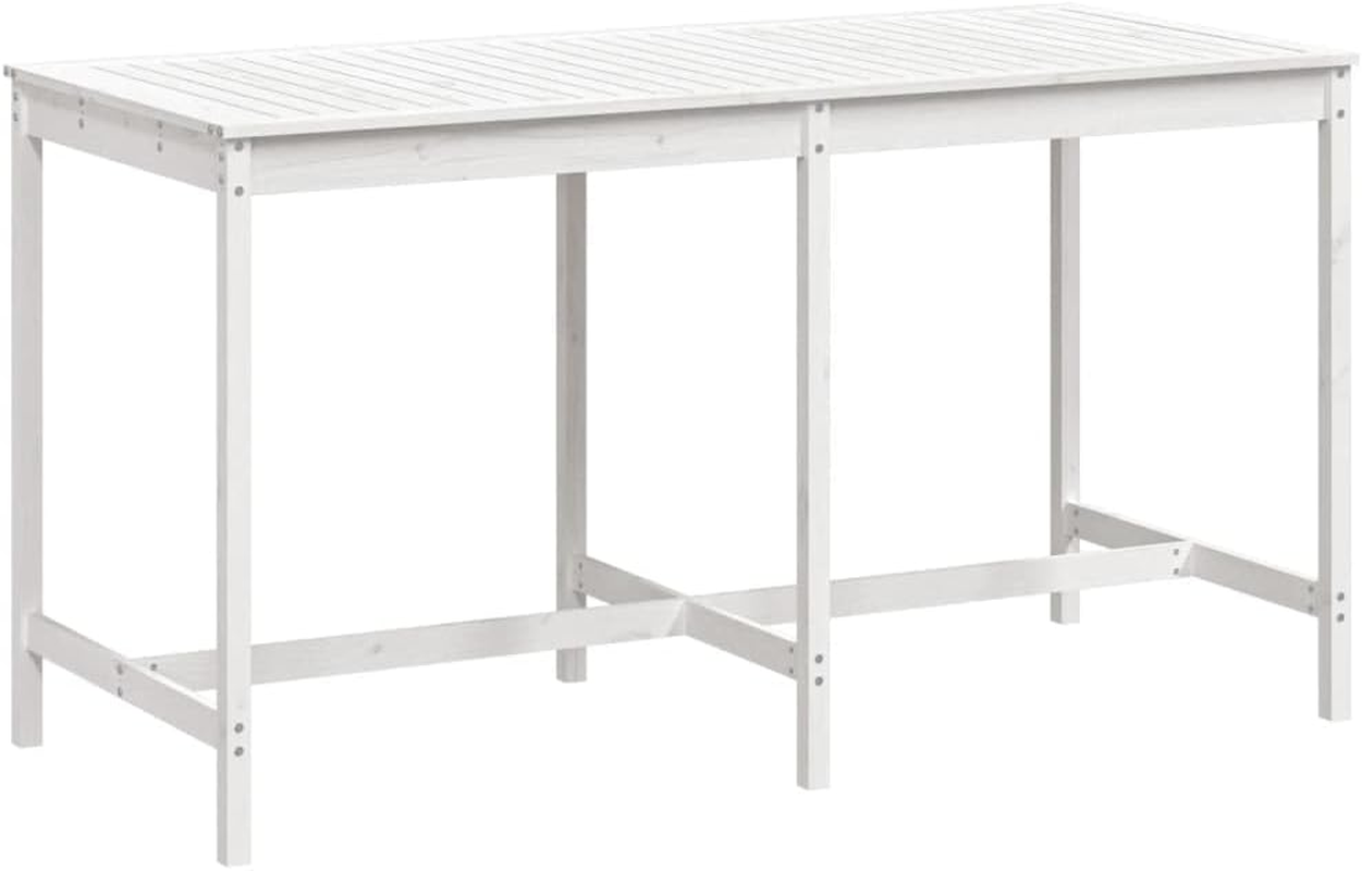 Vidaxl Wooden Garden Table, Ic Outdoor Patio Table, Durable and Solid Pinewood, Classic White Design, Scandinavian Style, Weather Material, 159.5X82.5X110 Cm image number 1
