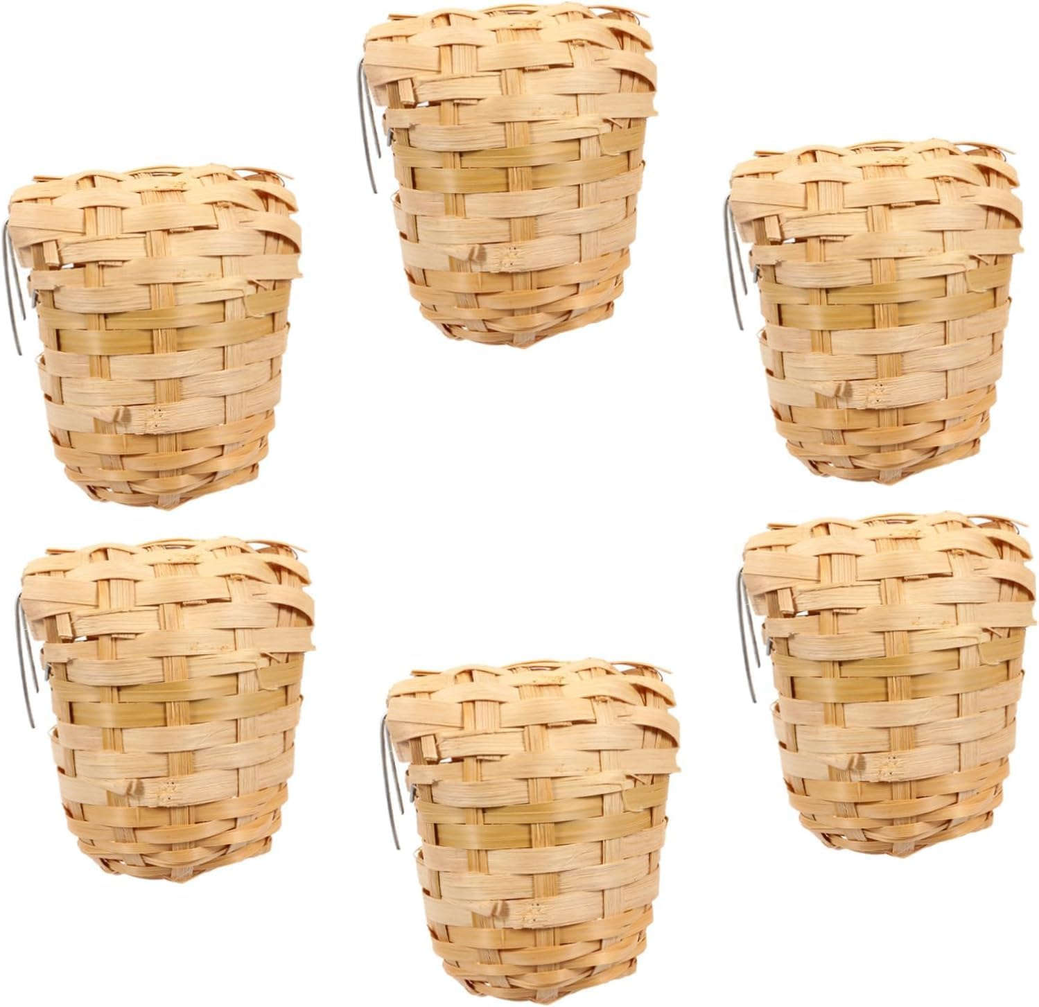 Limcryspp 6Pieces Handmade Bamboo Nest Resting Place, Bird House Creativity, Bird Nest Swallow Weaving, Bird House Grass Bird House Hand-Woven Bird Garden, Bird House image number 1