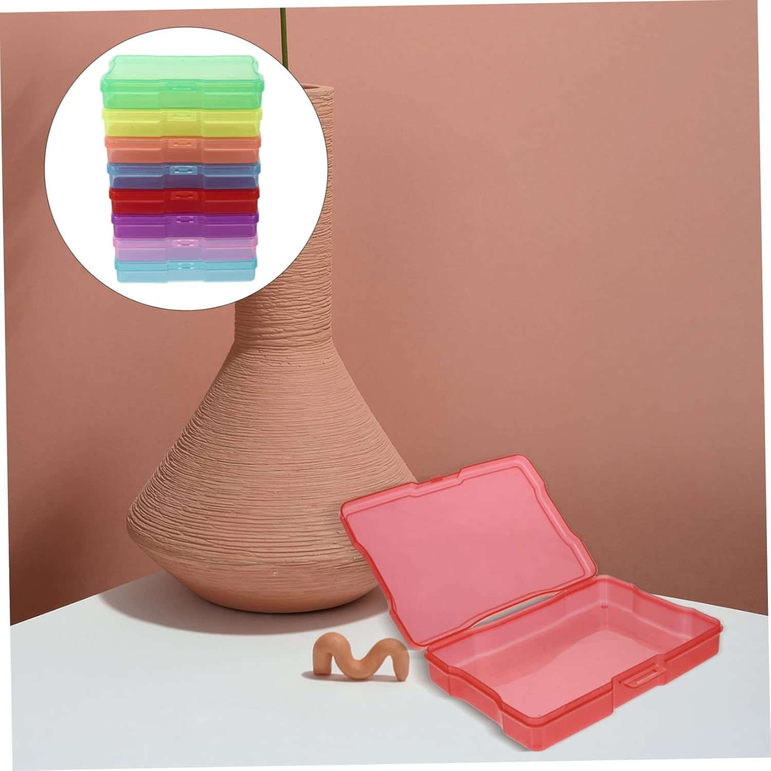 Holibanna Plastic Storage Boxes and Photos Organizing Cases 4X6 Inch, 8Pcs Mixed Color Postcards Storage Containers Suitable for Jewelry and Small Parts Organizing in Office and Home image number 3