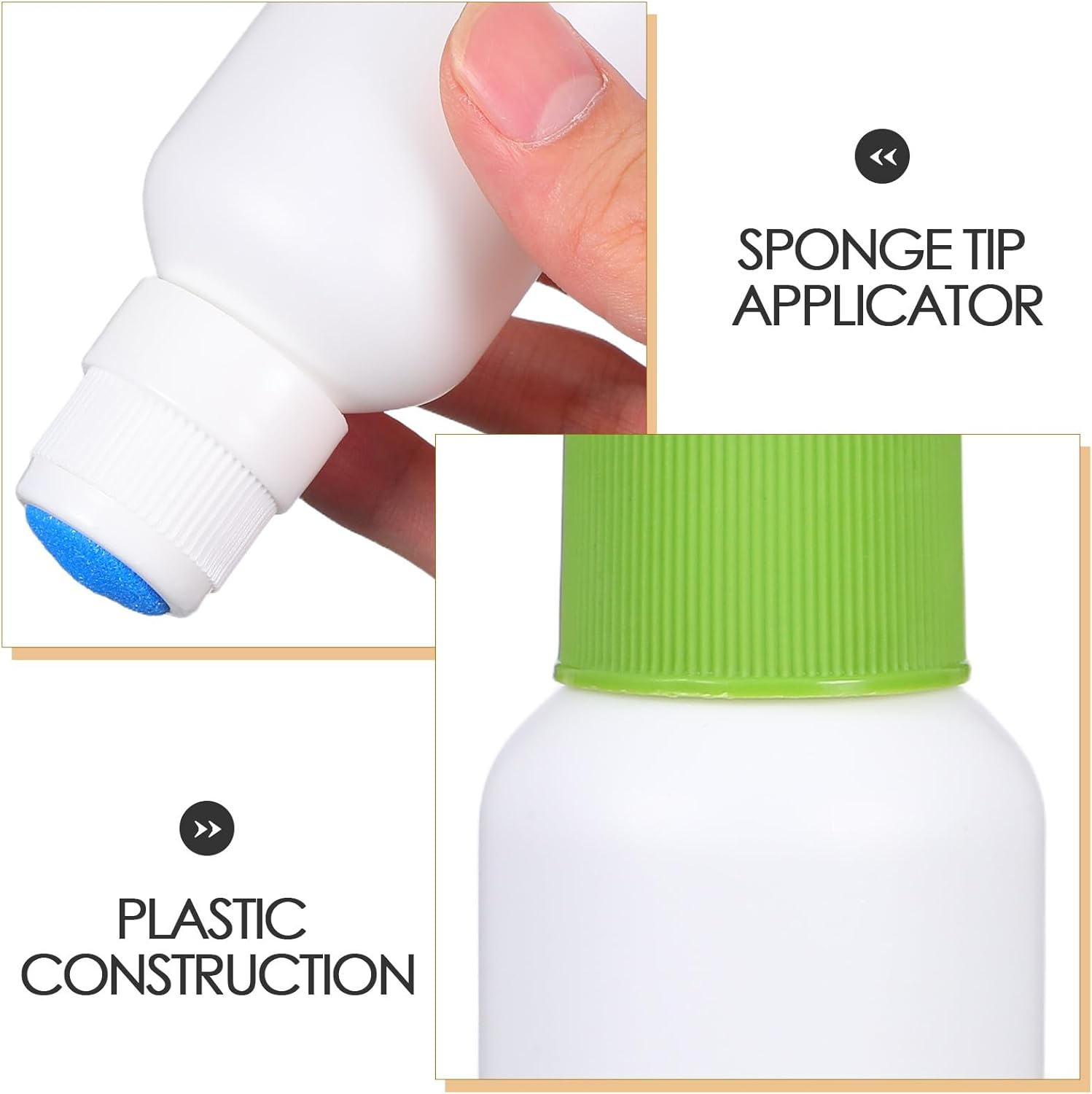 DINHEAROM 10Pcs Sponge Top Applicator Bottle: 100Ml Refillable Plastic Container - Lotion Dispenser with Soft Sponge Tip for Liquids Medicine or Essential Oils image number 1