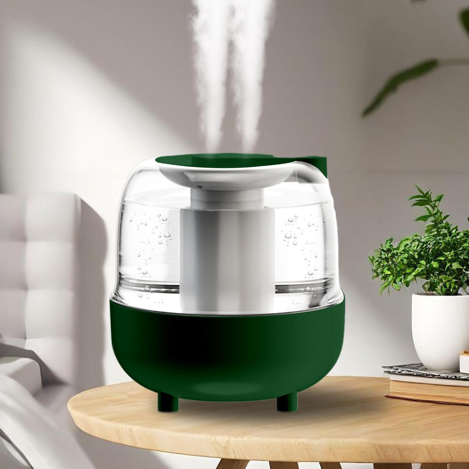 Air Humidifier for Bedroom, 4L Large Capacity Dual Spray Humidifier, Night Light, 2 Spray Modes, Auto Shut Off, Quiet, for Plant, Home, Office (White)