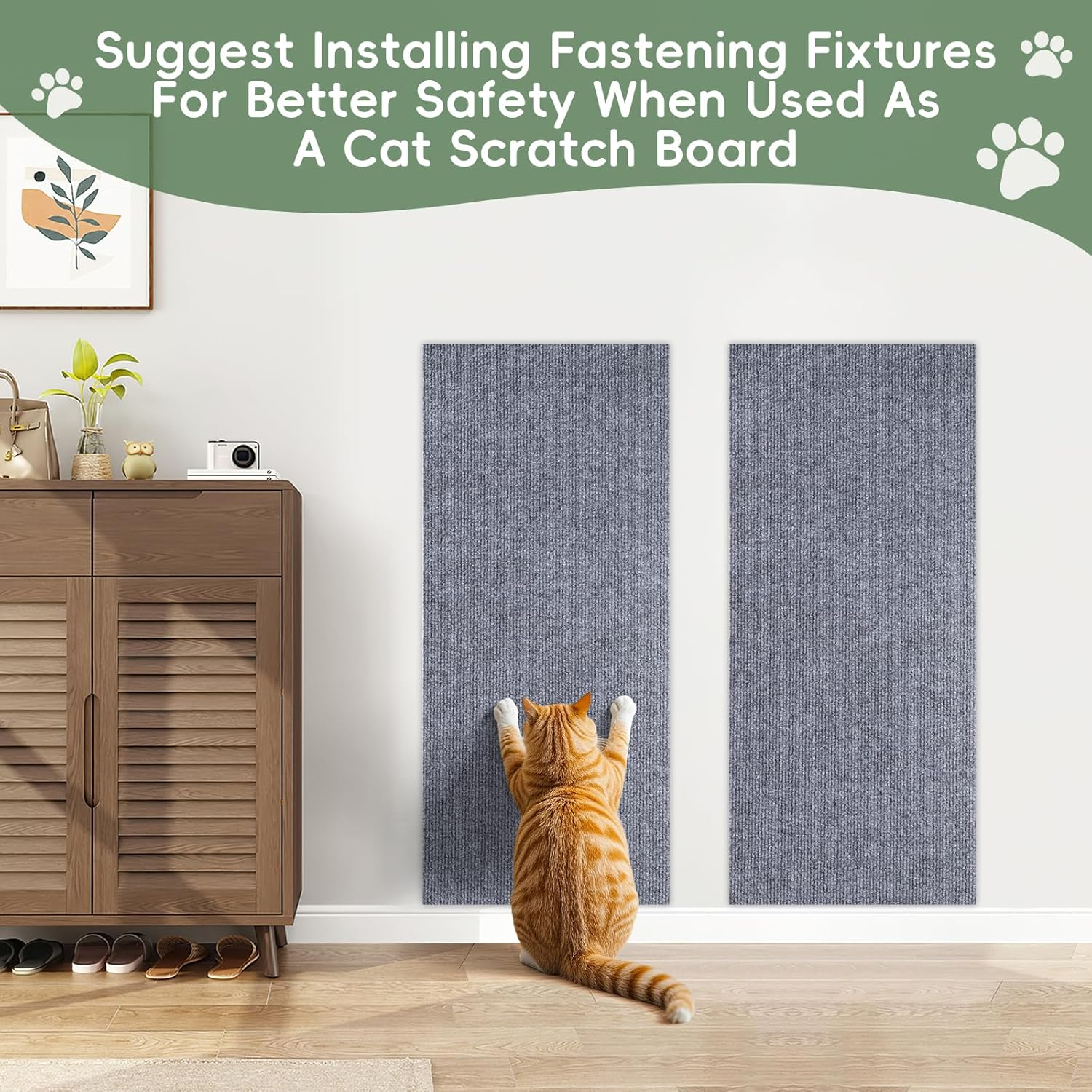 Pack of 3 Self-Adhesive Scratching Mat, Thickened Cuttable Scratch Mat, Cat Scratching Mat, Cat Scratching Mat for Couch Furniture or Wall Protection (Light Grey, 100 X 30 Cm) image number 1