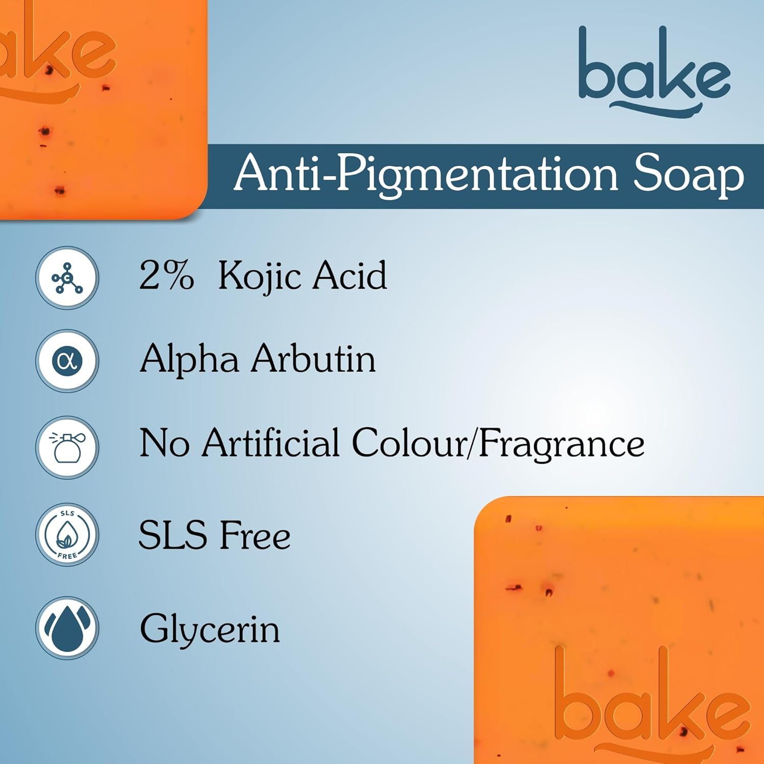 BAKE 2% Kojic Acid Scrub Treatment Soap (100 Gms Pack of 3) with Alpha Arbutin, Lactic Acid & Niacinamide | for Pigmentation, Dark Spots, Tan Removal, Brightens Underarms | Soap for Women & Men | 100G image number 3