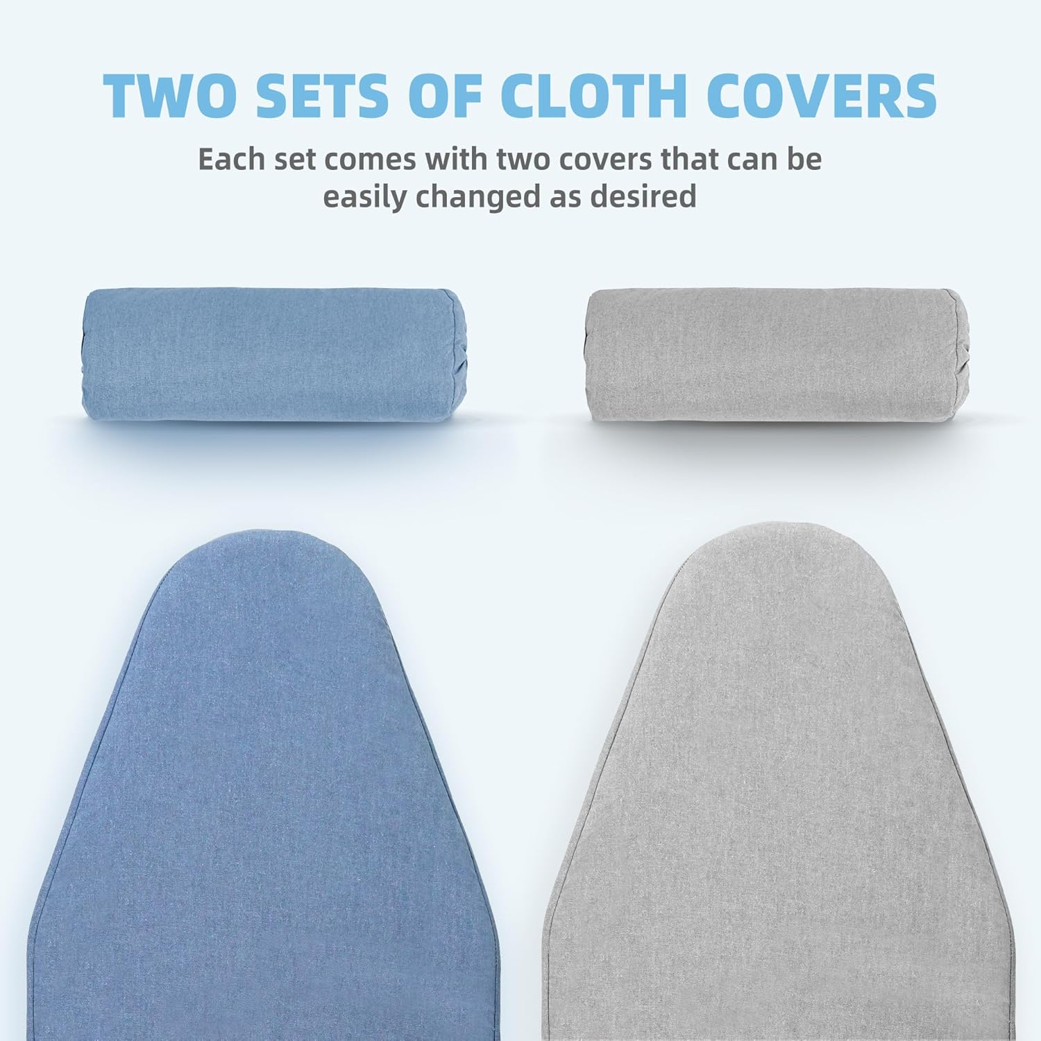 STORAGE MANIAC Tabletop Ironing Broad, All Iron Mini Folding Ironing Broad with 2 Removable Cover, Portable Small Ironing Broad with 7 Mm Thick Pad for Laundry Room, Apartment, Dorms - Silver & Blue - Silver  Blue image number 4