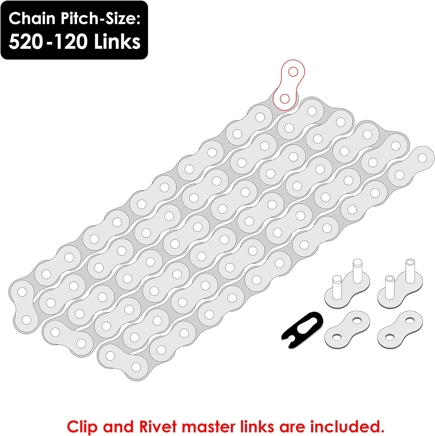 Caltric Red Drive Chain Compatible with Honda Trx400Ex Trx400X Sportrax 400 2X4 1999-2014 image number 6