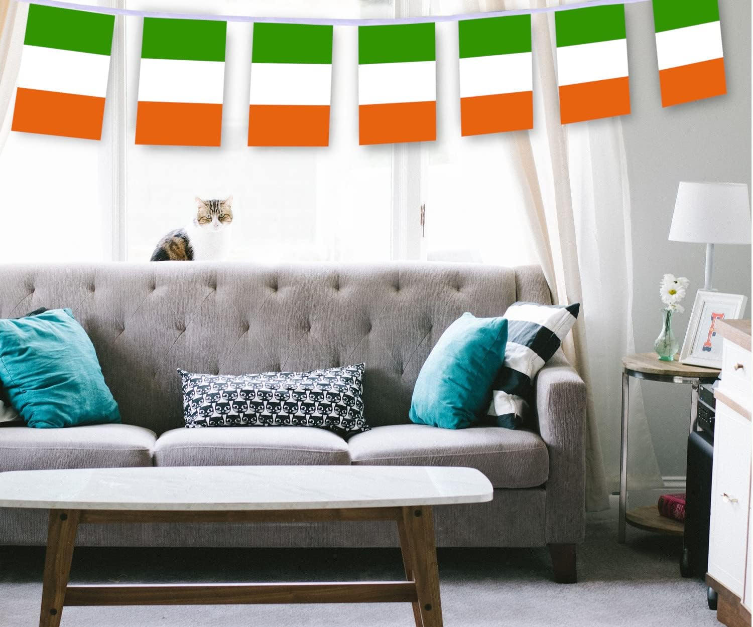 30 PCS Ireland Flag, 33 FT Irish St-Patricks National Bunting,Decor Pennant Banner for Outdoor Indoor Patio Yard Decoration image number 3